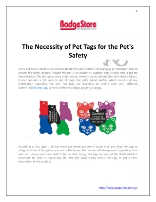 The Necessity of Pet Tags for the Pet's Safety