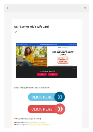 US - $50 Wendy's Gift Card