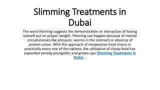 Slimming Treatments in Dubai