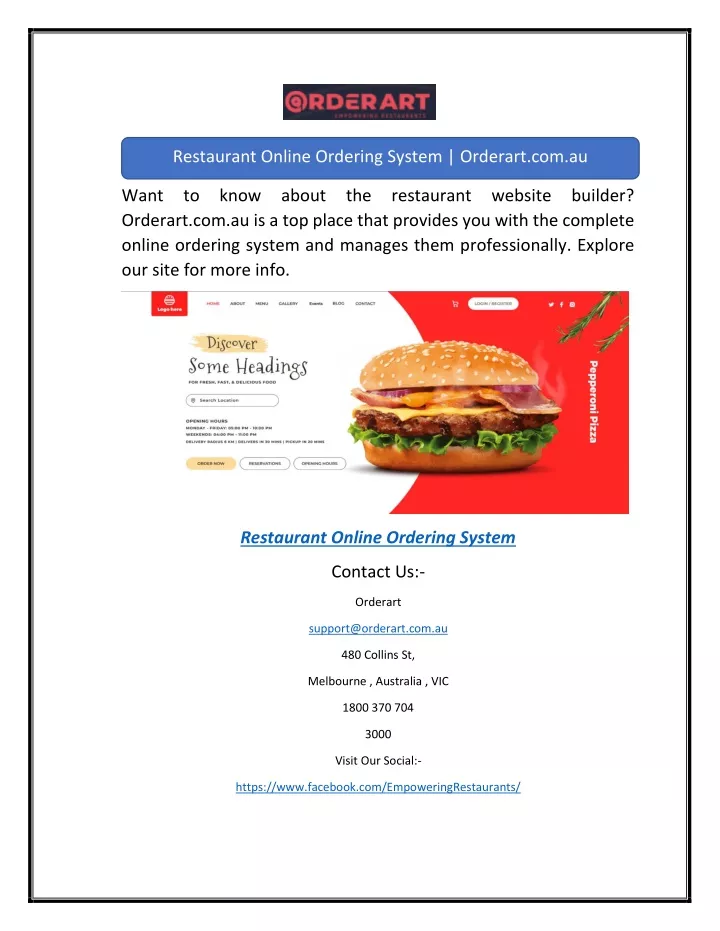 restaurant online ordering system orderart com au