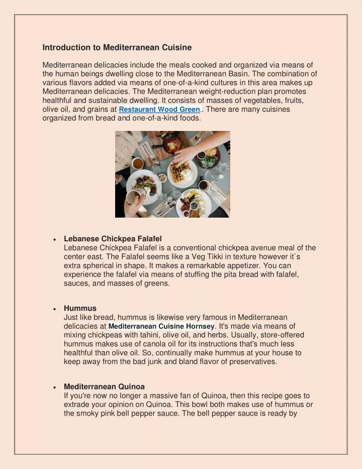 introduction to mediterranean cuisine