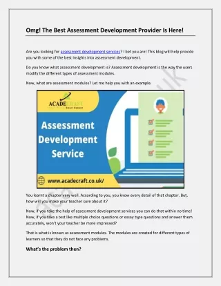 omg the best assessment development provider