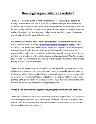 how to get organic visitors for website