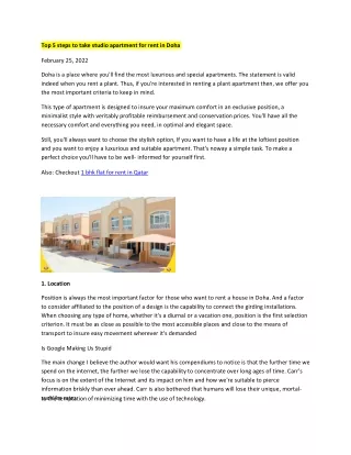 Top 5 tips to take apartment for rent in Doha