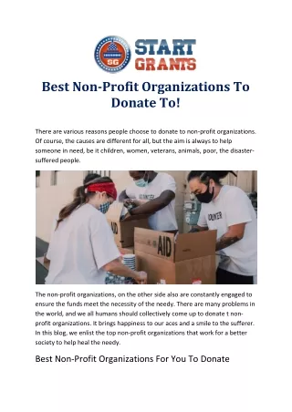 Best Non-Profit Organizations To Donate To