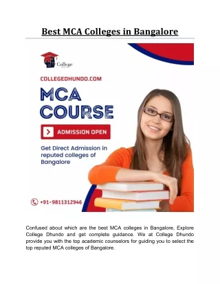 Best MCA Colleges in Bangalore