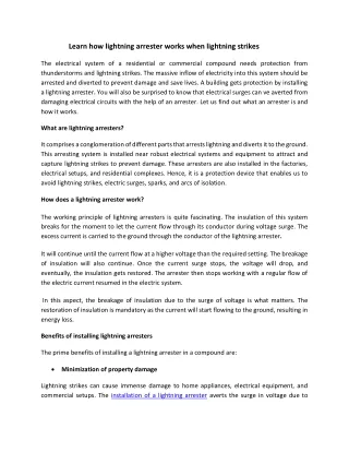 learn how lightning arrester works when lightning