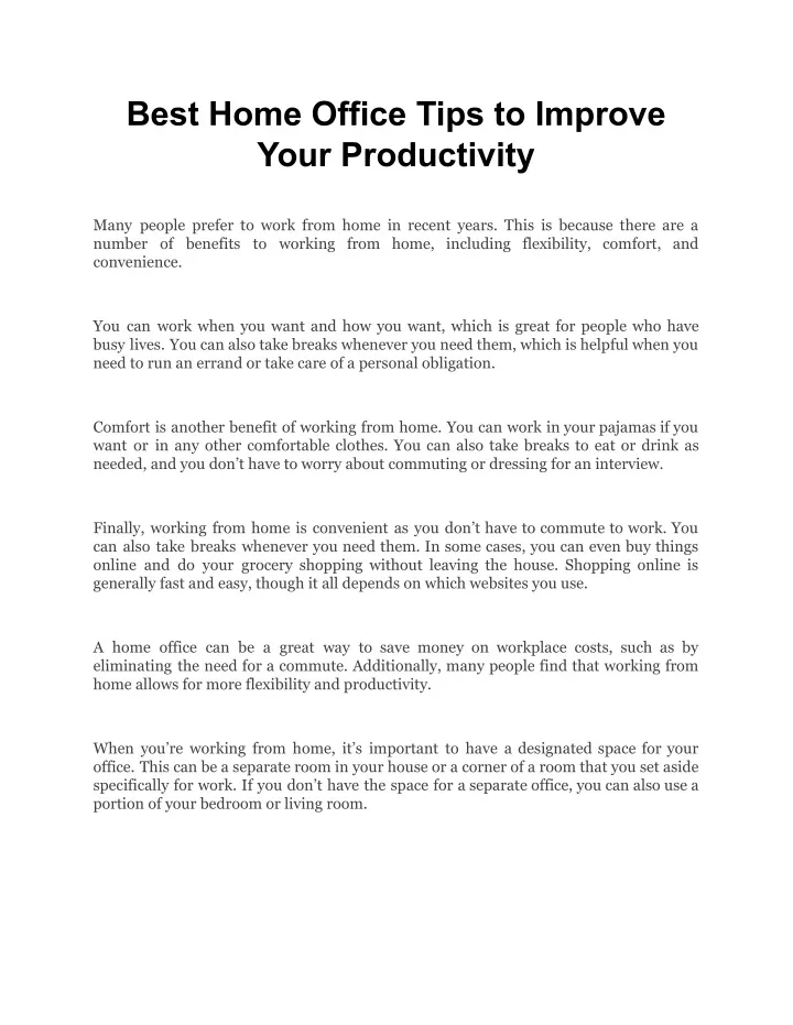 best home office tips to improve your productivity