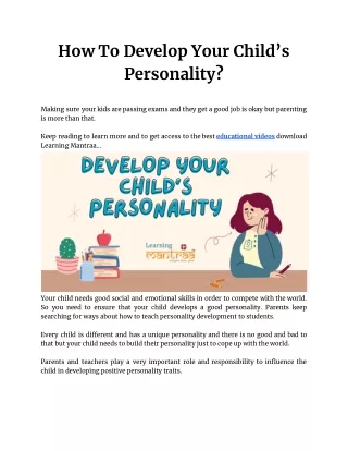 How To Develop Your Child’s Personality_