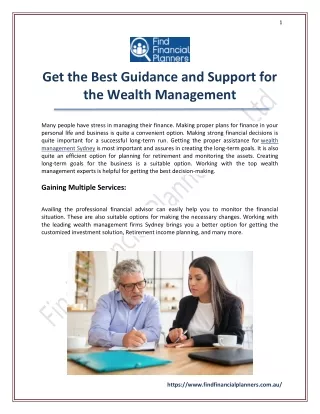 Get the Best Guidance and Support for the Wealth Management