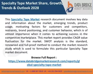 Specialty Tape Market – Industry Trends and Forecast to 2028