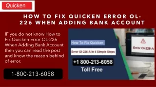 how to fix quicken error ol 226 when adding bank account