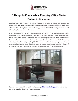 5 Things to Check While Choosing Office Chairs Online in Singapore