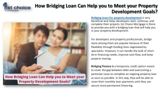 How Bridging Loan Can Help you to Meet your Property Development Goals