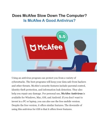 Does McAfee Slow Down The Computer - Is McAfee A Good Antivirus?