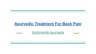 Ayurvedic Treatment For Back Pain