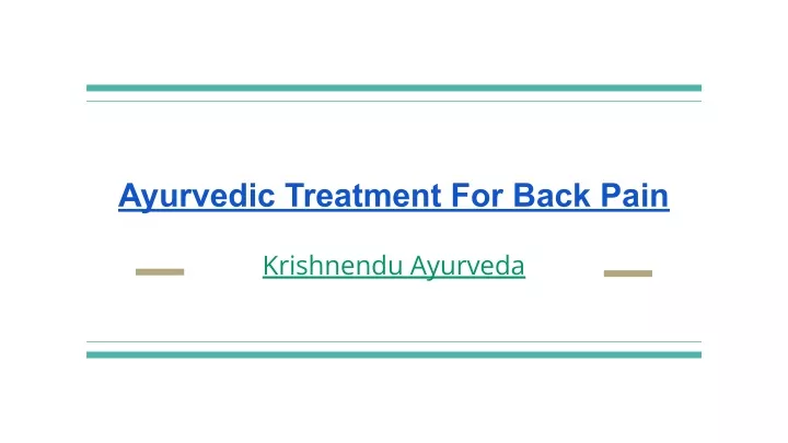 ayurvedic treatment for back pain