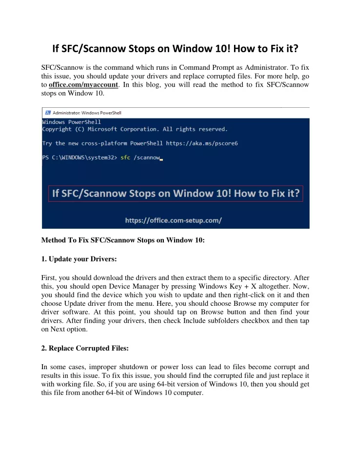 if sfc scannow stops on window 10 how to fix it