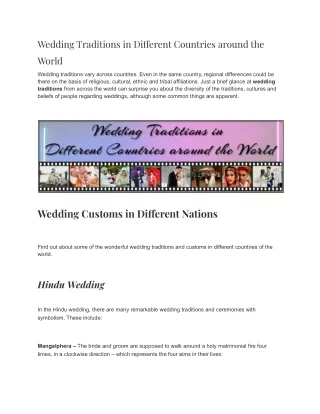 Wedding Traditions in Different Countries around the World