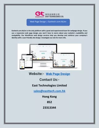 web page design easttech com hk en