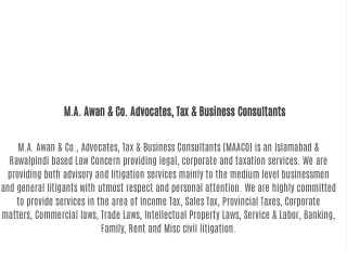M.A.Awan & Co. Advocates, Tax & Business Consultants