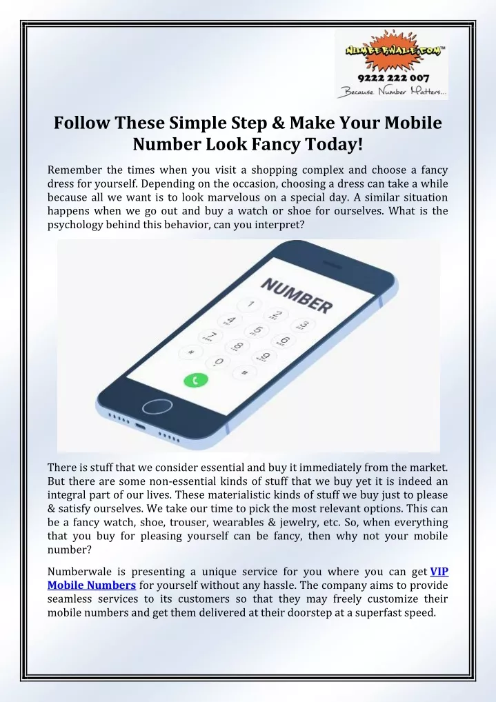 follow these simple step make your mobile number