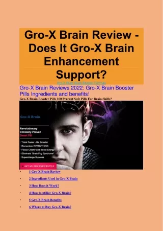 Gro-X Brain Brain Booster Formula Ingredients