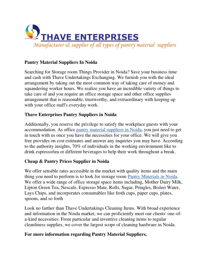 thave enterprises manufacturer supplier