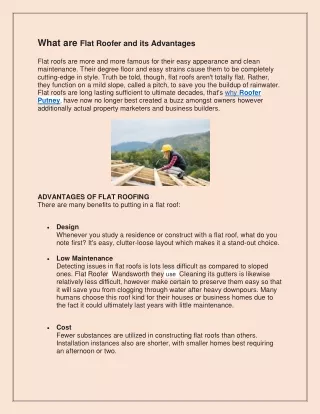what are flat roofer and its advantages flat