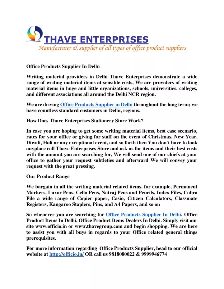 thave enterprises manufacturer supplier