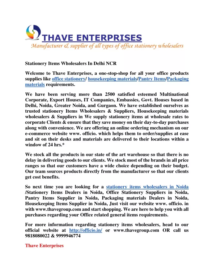 thave enterprises manufacturer supplier