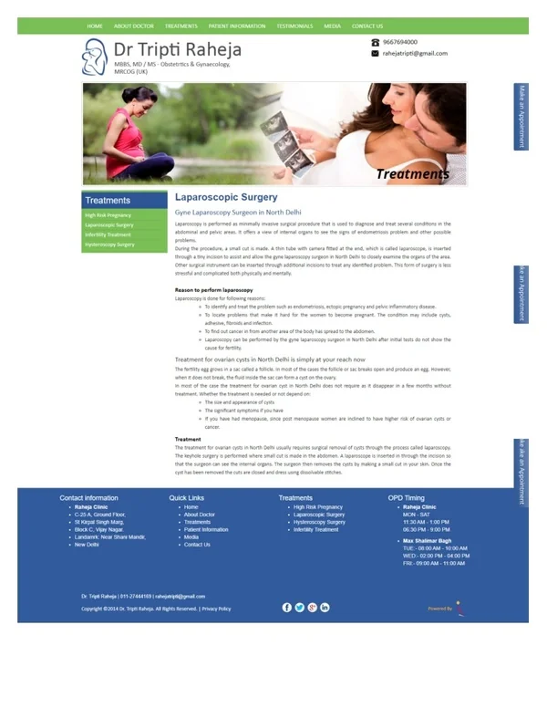 Gyne Laparoscopy Surgeon in North Delhi  Dr. Tripti Raheja