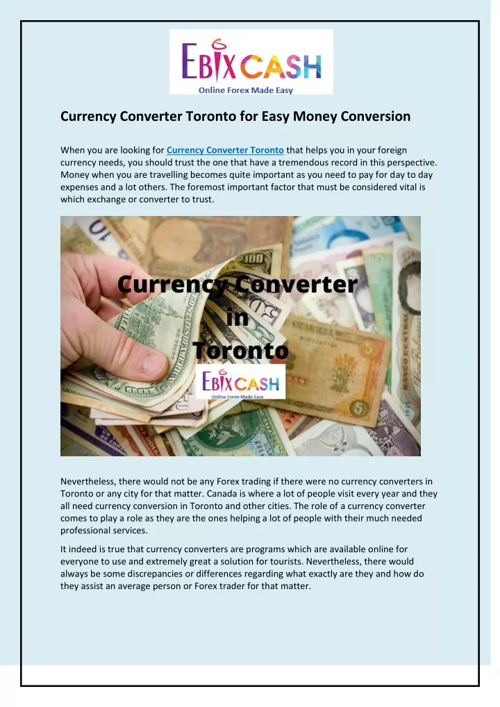 currency converter toronto for easy money