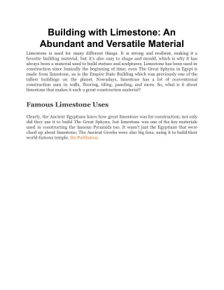 building with limestone an abundant and versatile