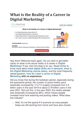 What is the Reality of a Career in Digital Marketing ?