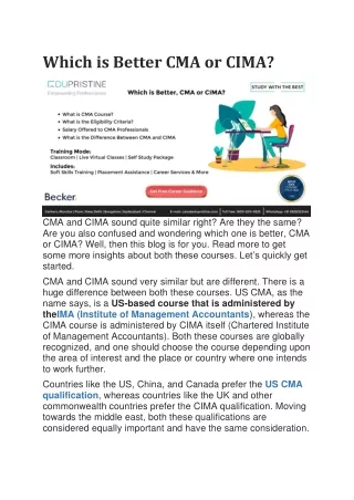 Which is Better CMA or CIMA ?