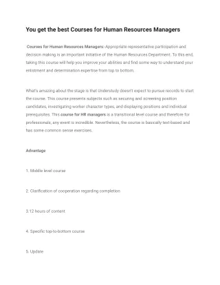 you get the best courses for human resources