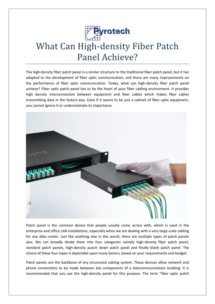 what can high density fiber patch panel achieve