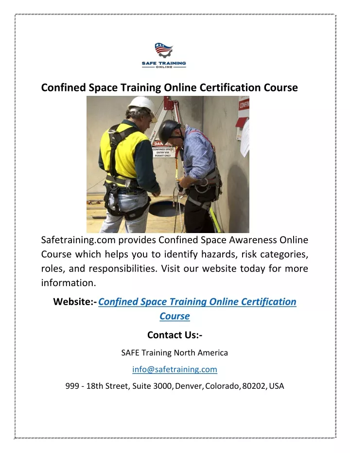 confined space training online certification