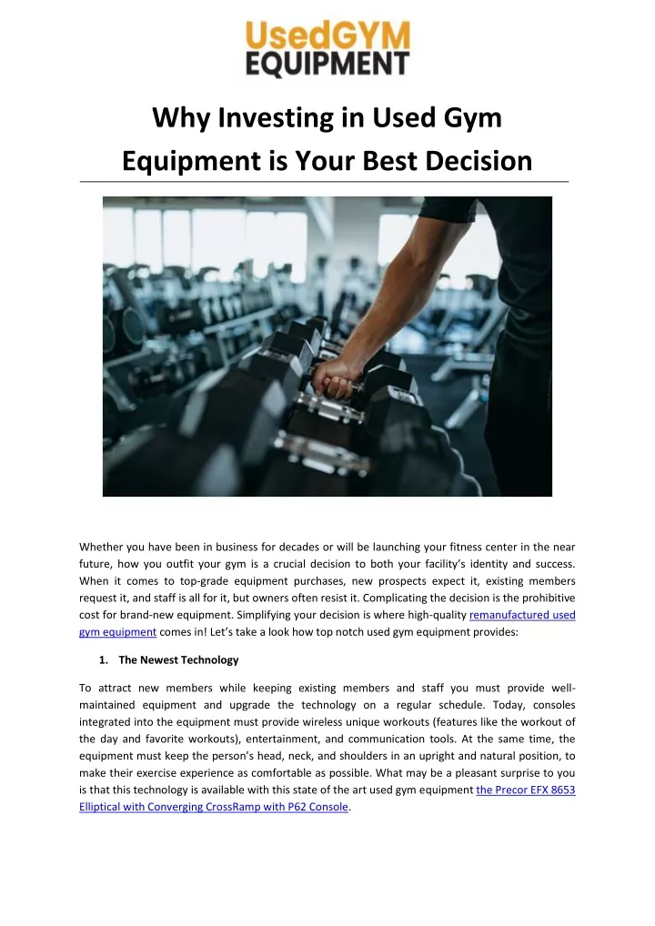 why investing in used gym equipment is your best