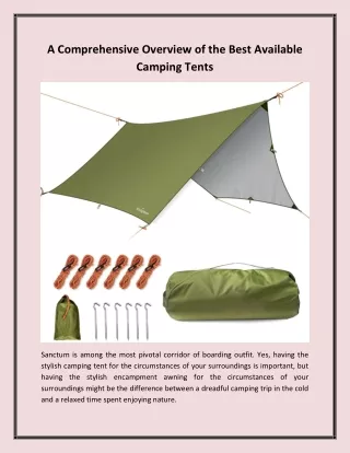 A Comprehensive Overview of the Best Available Camping Tents