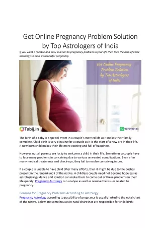 get online pregnancy problem solution