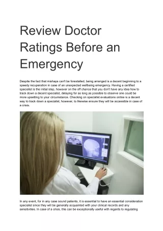 Review Doctor Ratings Before an Emergency