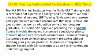 SAP BO Training Institute In Noida