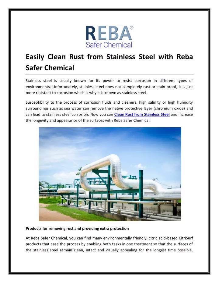 easily clean rust from stainless steel with reba