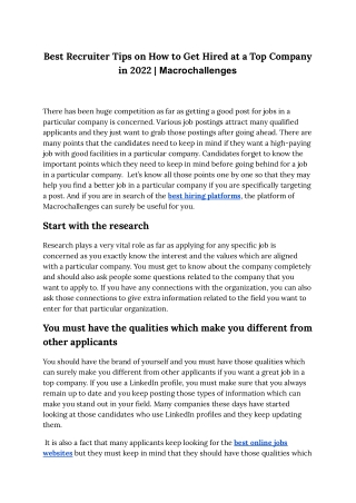 best recruiter tips on how to get hired