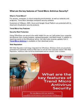 What are the key features of Trend Micro Antivirus Security