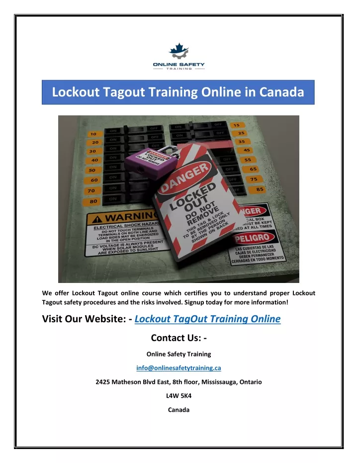 lockout tagout training online in canada