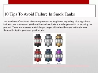 10 Tips To Avoid Failure In Smok Tanks
