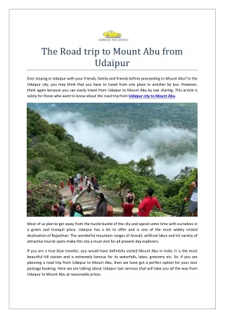 The Road trip to Mount Abu from Udaipur